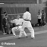 Deutliche Wirkung nach einem Körpertreffer durch Mawashi Geri