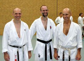 Bundestrainer Toni Dietl (l.), Axel Markner  und DKV-Sportdirektor Peter Betz (r.)